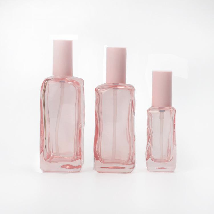 custom logo pink serum glass bottle face cream jar skincare set containers luxury cosmetic packaging