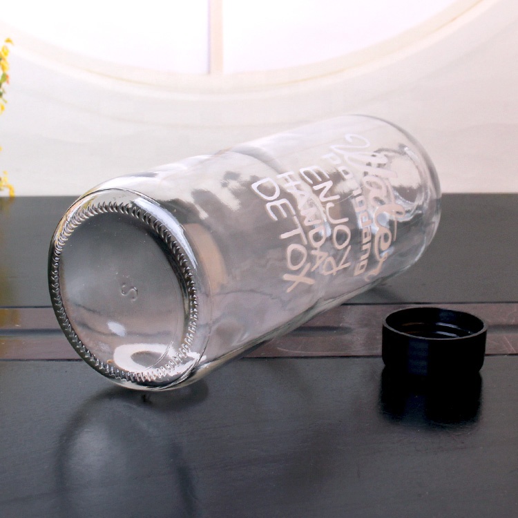 custom logo screen priting 1 liter 1000ml empty glass bottles for water juice and beverage