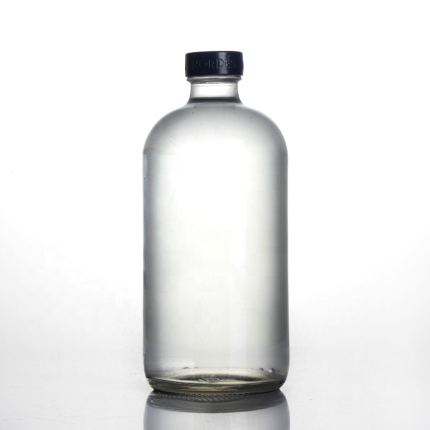 custom logo screw rum gin medical pharmacal syrup 28 400 GPI finish vodka clear 500ml 480ml 16oz spirits boston glass bottle