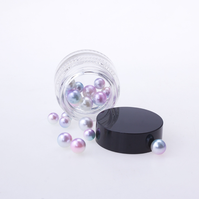 custom logo size wholesale empty clear glass cosmetic jars 5g 10g 15g 30g 50g 100g glass cream jars with plastic cap