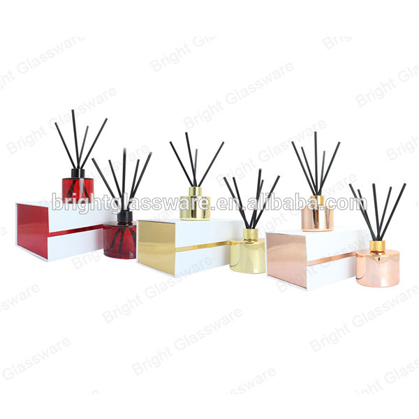custom luxury design 100ml color plating empty reed glass diffuser perfume bottle bottle with gift box package