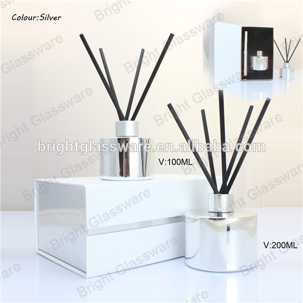 custom luxury design 100ml color plating empty reed glass diffuser perfume bottle bottle with gift box package