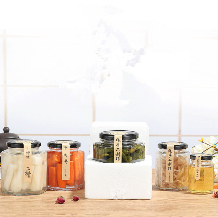 custom luxury empty certificated crystal 50ml 80ml 100ml 200ml square wide mouth glass mini honey jar with wood top