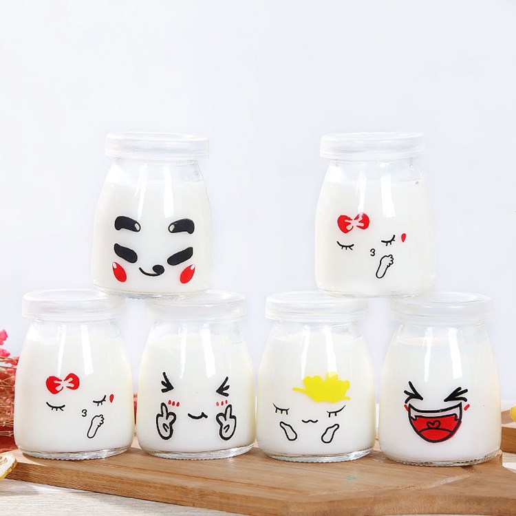 custom made 100ml 150ml 200ml pudding glass jar yogurt jar with plastic cap