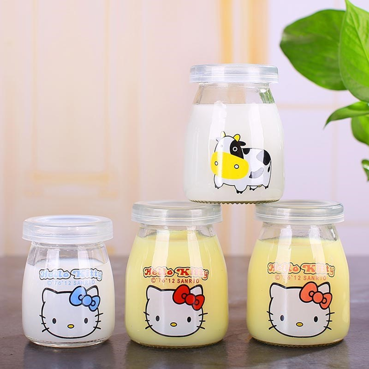 custom made 100ml 150ml 200ml pudding glass jar yogurt jar with plastic cap