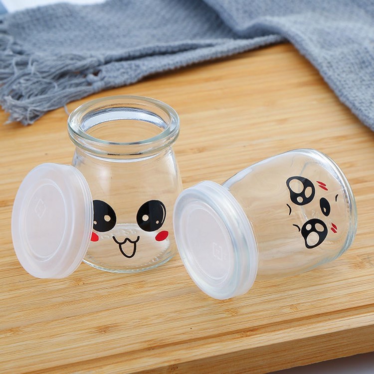 custom made 100ml 150ml 200ml pudding glass jar yogurt jar with plastic cap