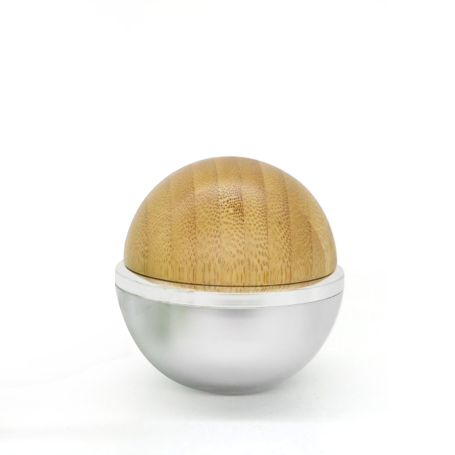 custom made 20ml 30ml 50ml 1oz 3oz 4oz ball shape cream frosted glass jar with bamboo wooden lid for face mask