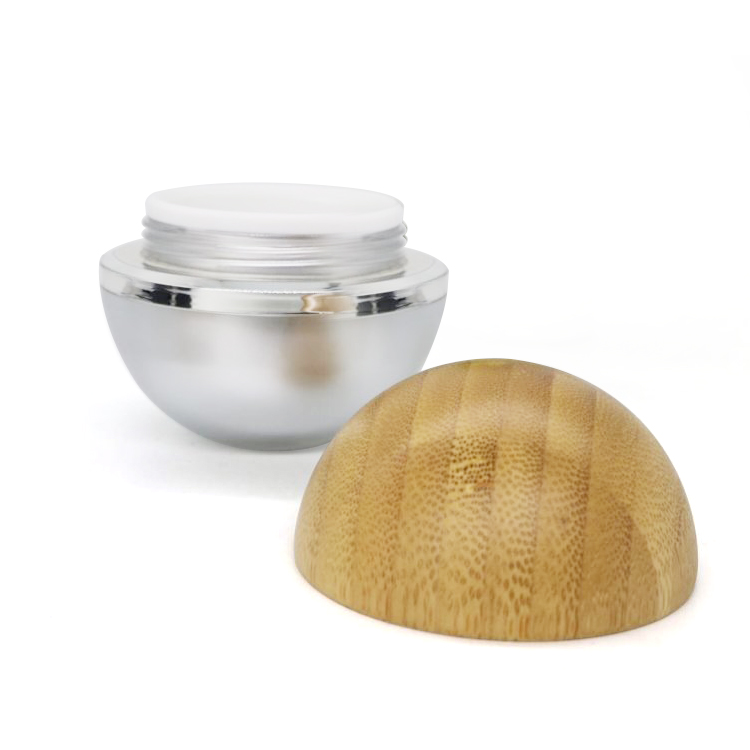 custom made 20ml 30ml 50ml 1oz 3oz 4oz ball shape cream frosted glass jar with bamboo wooden lid for face mask