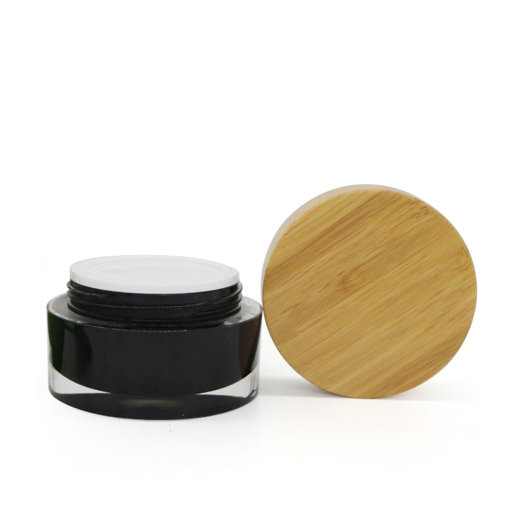 custom made 20ml 30ml 50ml 1oz 3oz 4oz ball shape cream frosted glass jar with bamboo wooden lid for face mask