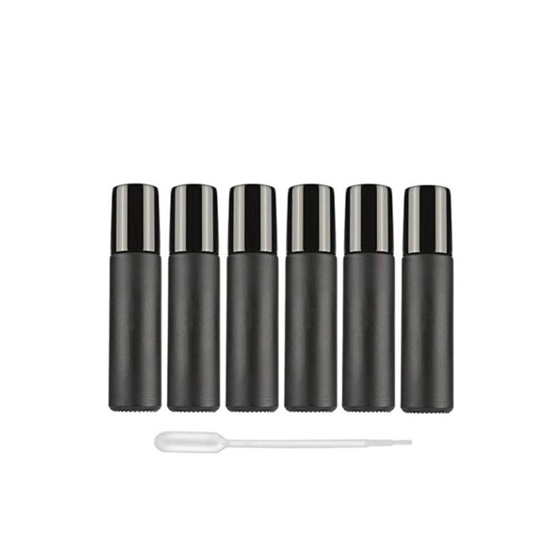 custom-made color Matte Black 10 ml Glass roller ball glass  Bottles with Stainless Steel Roller Balls