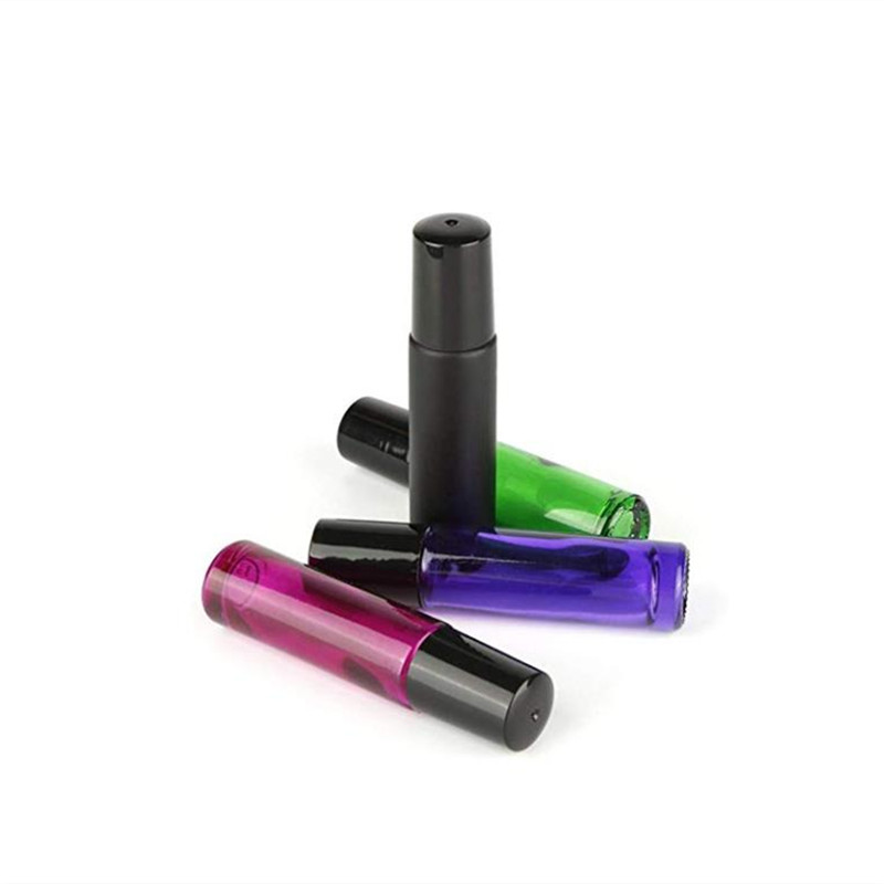 custom-made color Matte Black 10 ml Glass roller ball glass Bottles with Stainless Steel Roller Balls