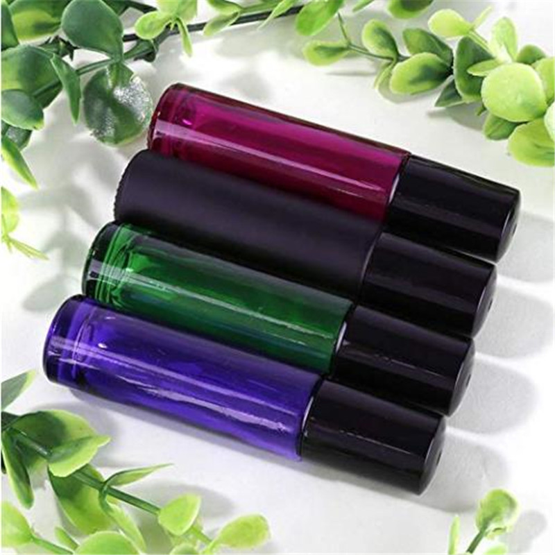 custom-made color Matte Black 10 ml Glass roller ball glass Bottles with Stainless Steel Roller Balls