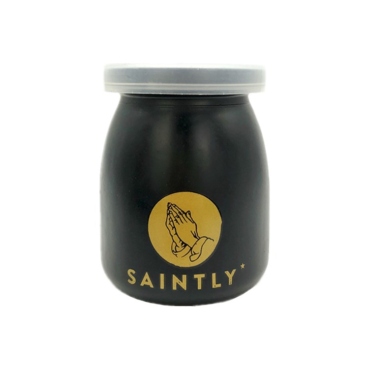 custom made100ml 200ml Black color glass pudding jar with plastic cap and cork