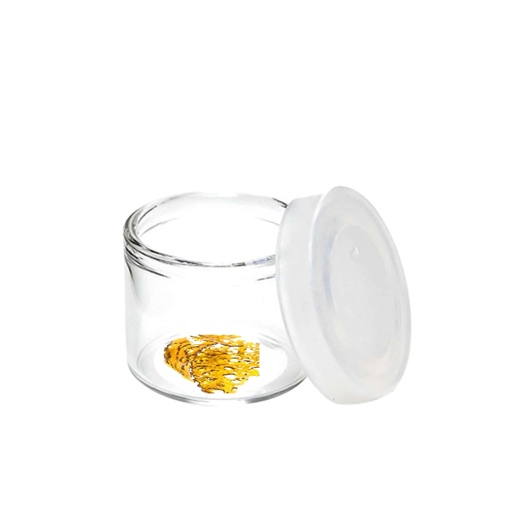 custom no neck glass jar container 5ml 6ml for concentrate shatter with child proof silicone plastic lid cap