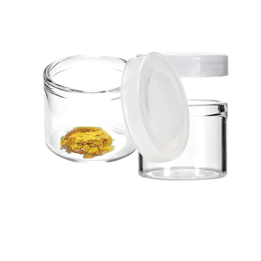 custom no neck glass jar container 5ml 6ml for concentrate shatter with child proof silicone plastic lid cap