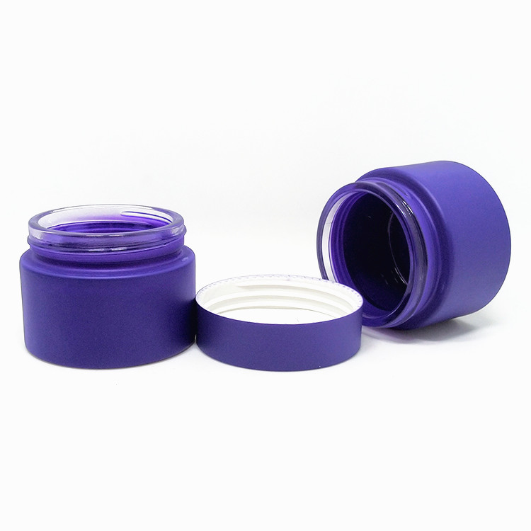 custom painting matte purple classic round glass jar for cosmetic packaging 1oz