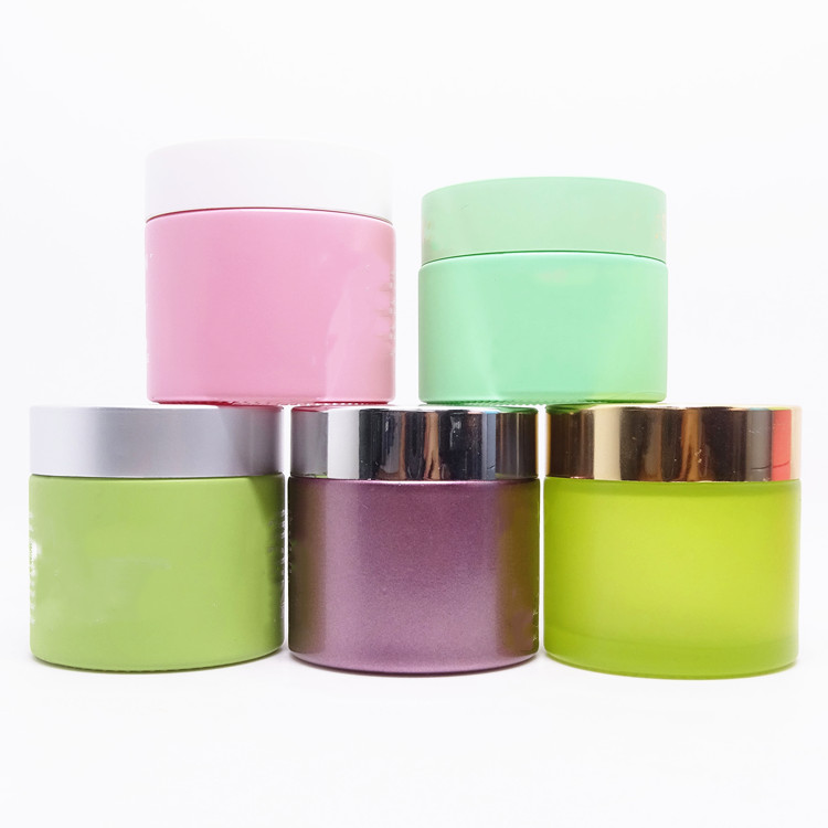 custom painting matte purple classic round glass jar for cosmetic packaging 1oz