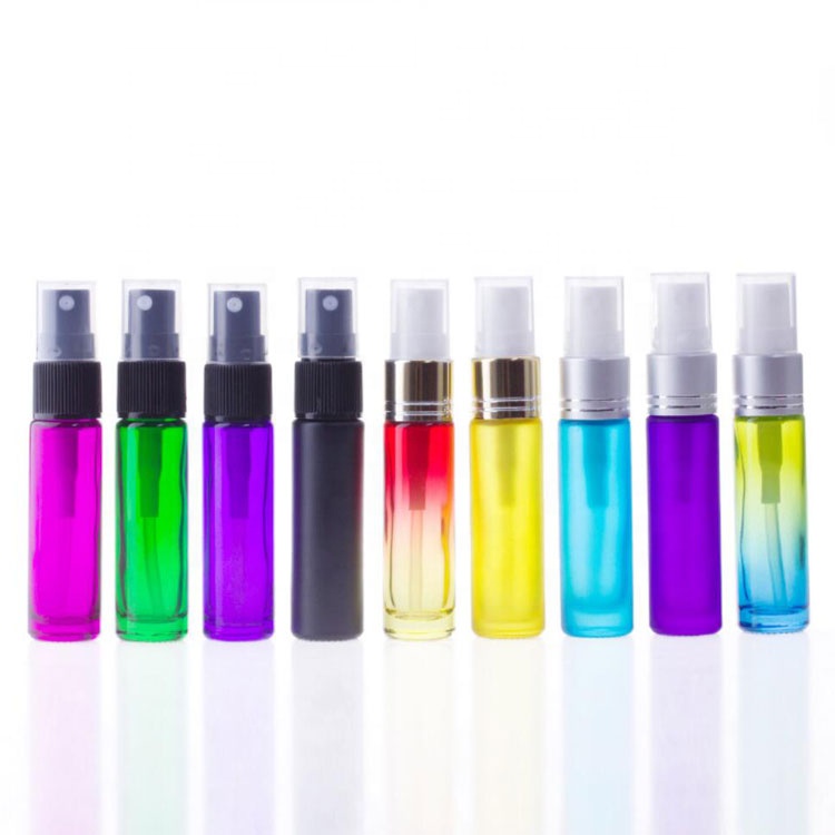 custom perfume atomizer refillable green/ amber/ blue/ black /clear 10ml empty glass perfume bottle with sprayer