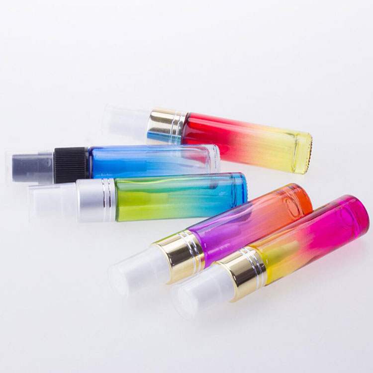 custom perfume atomizer refillable green/ amber/ blue/ black /clear 10ml empty glass perfume bottle with sprayer