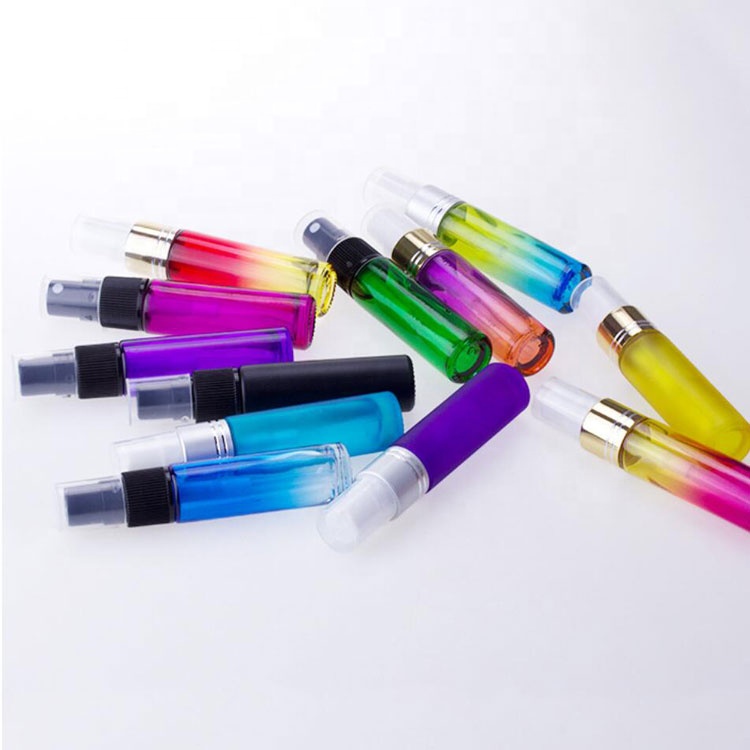 custom perfume atomizer refillable green/ amber/ blue/ black /clear 10ml empty glass perfume bottle with sprayer