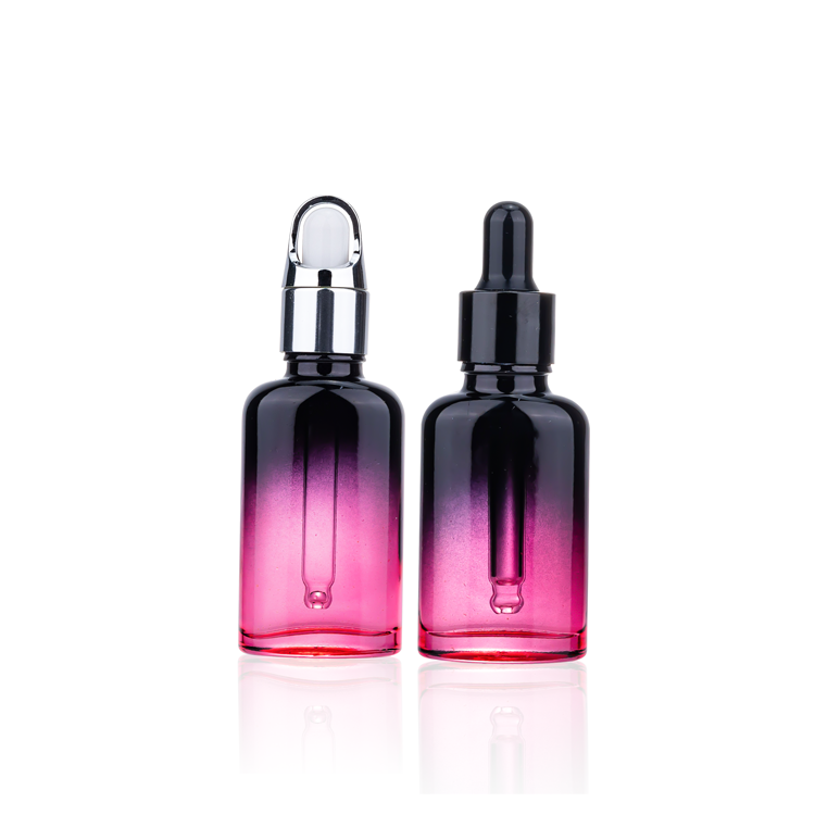 custom pink black gradient massage oil applicator bottles fragrance body oil bottle glass dropper bottle