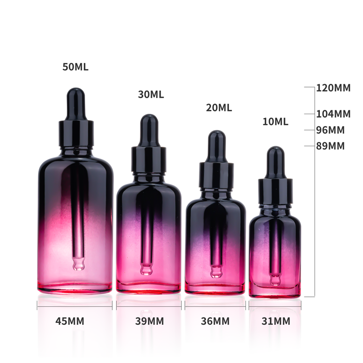 custom pink black gradient massage oil applicator bottles fragrance body oil bottle glass dropper bottle