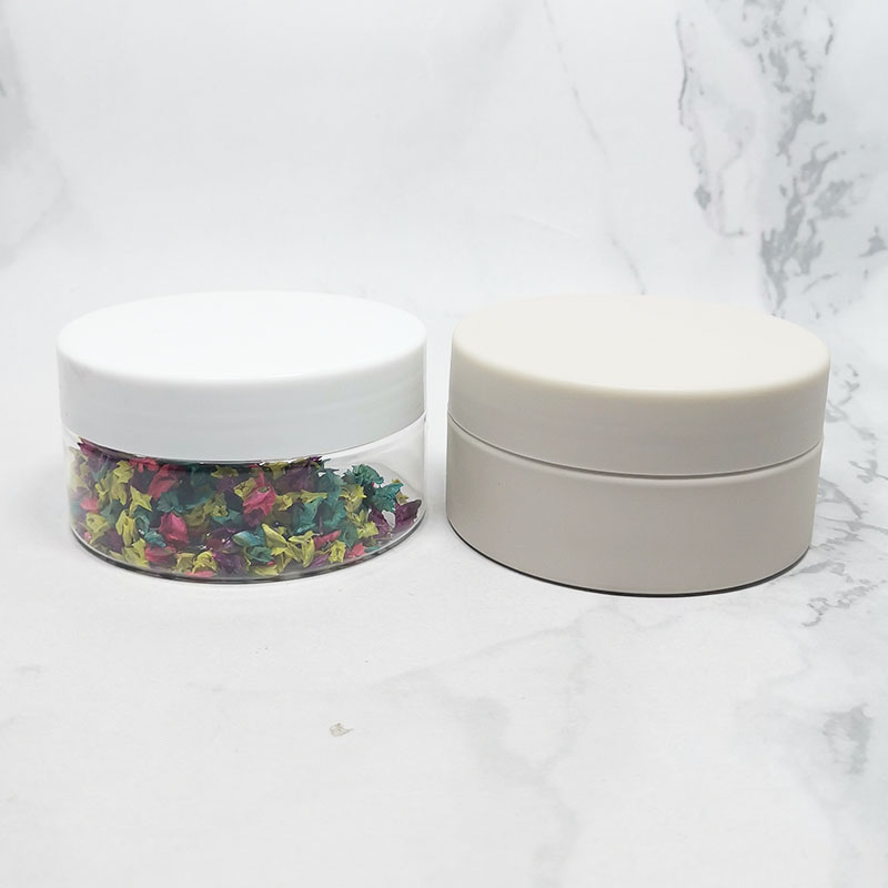 custom pink metal lid cosmetic cream transparent 300ml pet jar with silk printing logo