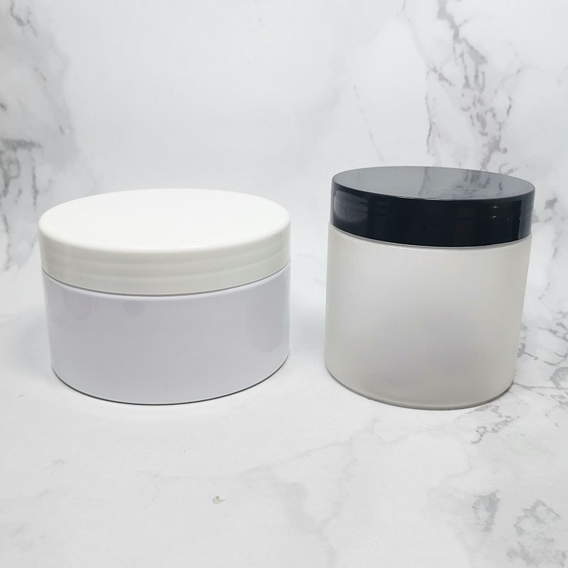 custom pink metal lid cosmetic cream transparent 300ml pet jar with silk printing logo