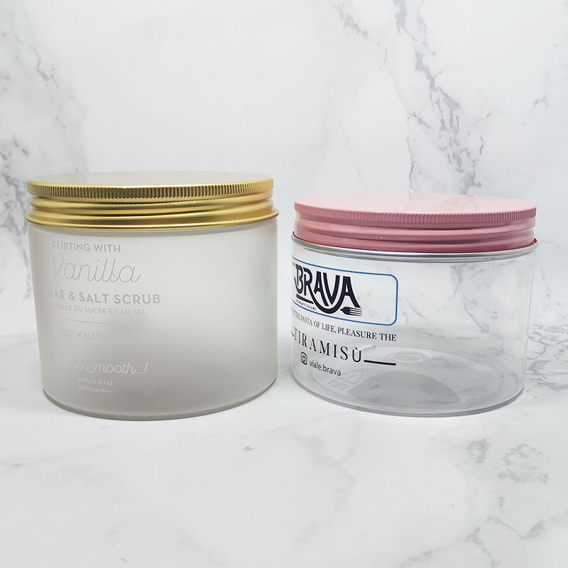 custom pink metal lid empty clear plastic 300 ml pet jar