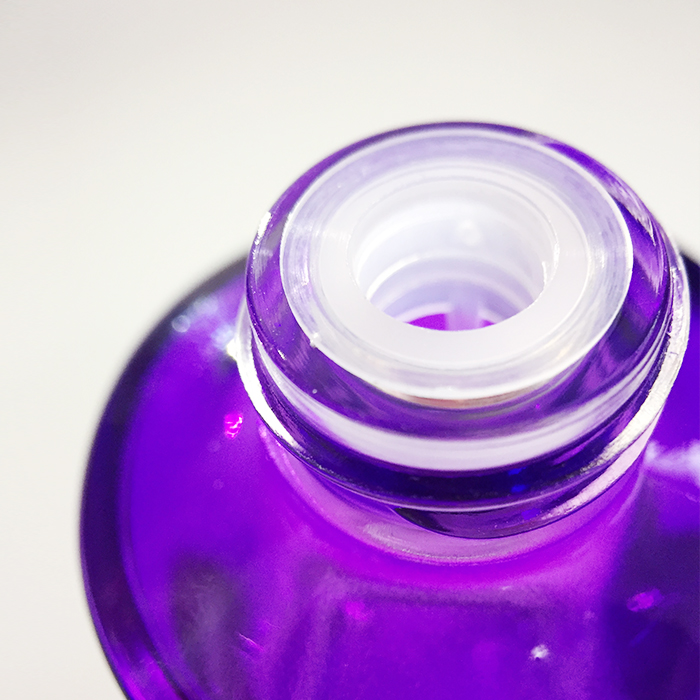 custom pretty cylinder cosmetics transparent purple wave shoulder glass dropper bottle 30 ml