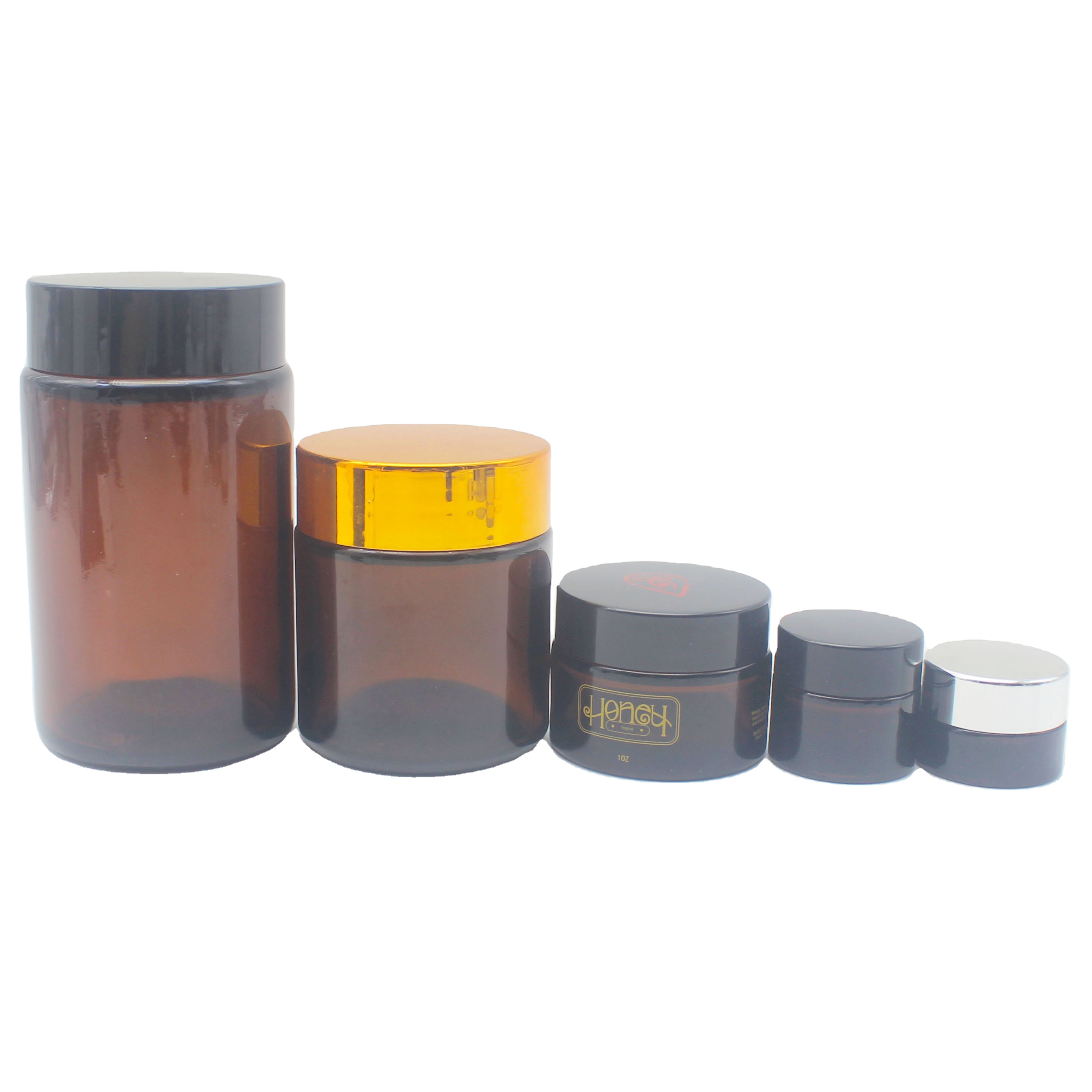 custom print amber honey candle cosmetic cream packaging jar luxury glass cream jar GCJ-041