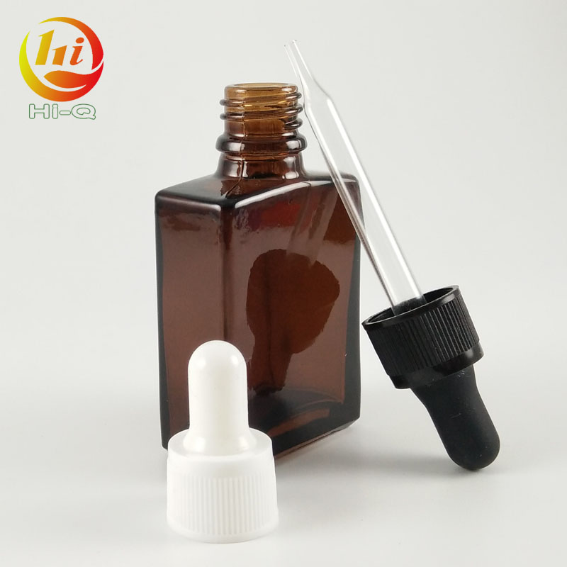 custom printed glass dropper bottle 30 ml flat amber glass bottle with screw cap