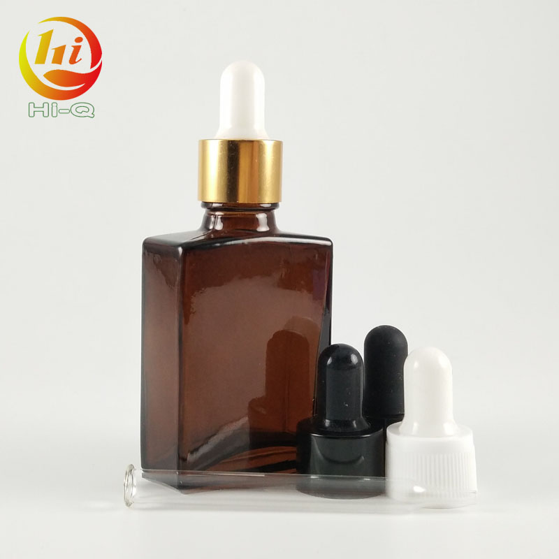 custom printed glass dropper bottle 30 ml flat amber glass bottle with screw cap
