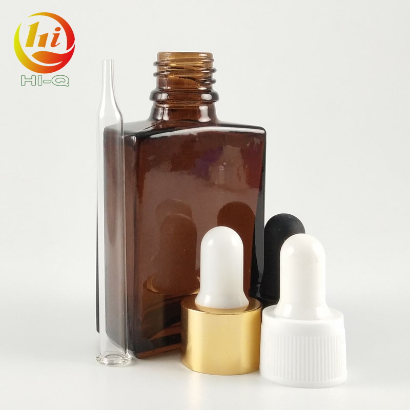custom printed glass dropper bottle 30 ml flat amber glass bottle with screw cap