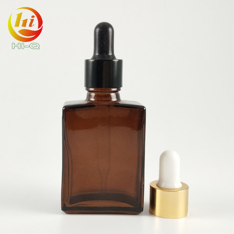 custom printed glass dropper bottle 30 ml flat amber glass bottle with screw cap