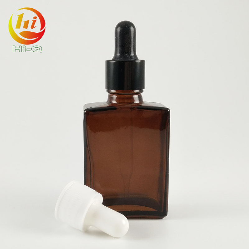 custom printed glass dropper bottle 30 ml flat amber glass bottle with screw cap