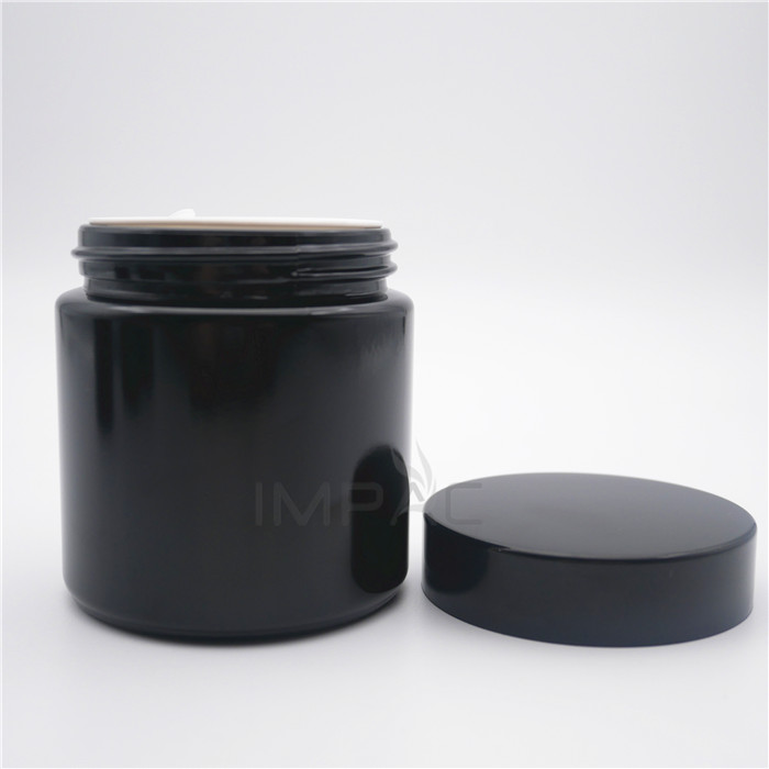 custom printing screw round black empty thick glass candle jar with lids 100ml