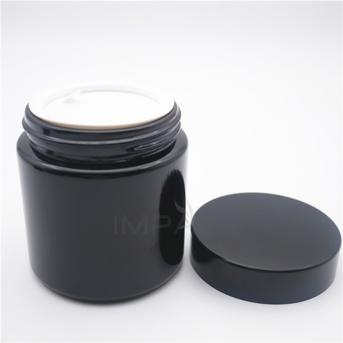 custom printing screw round black empty thick glass candle jar with lids 100ml