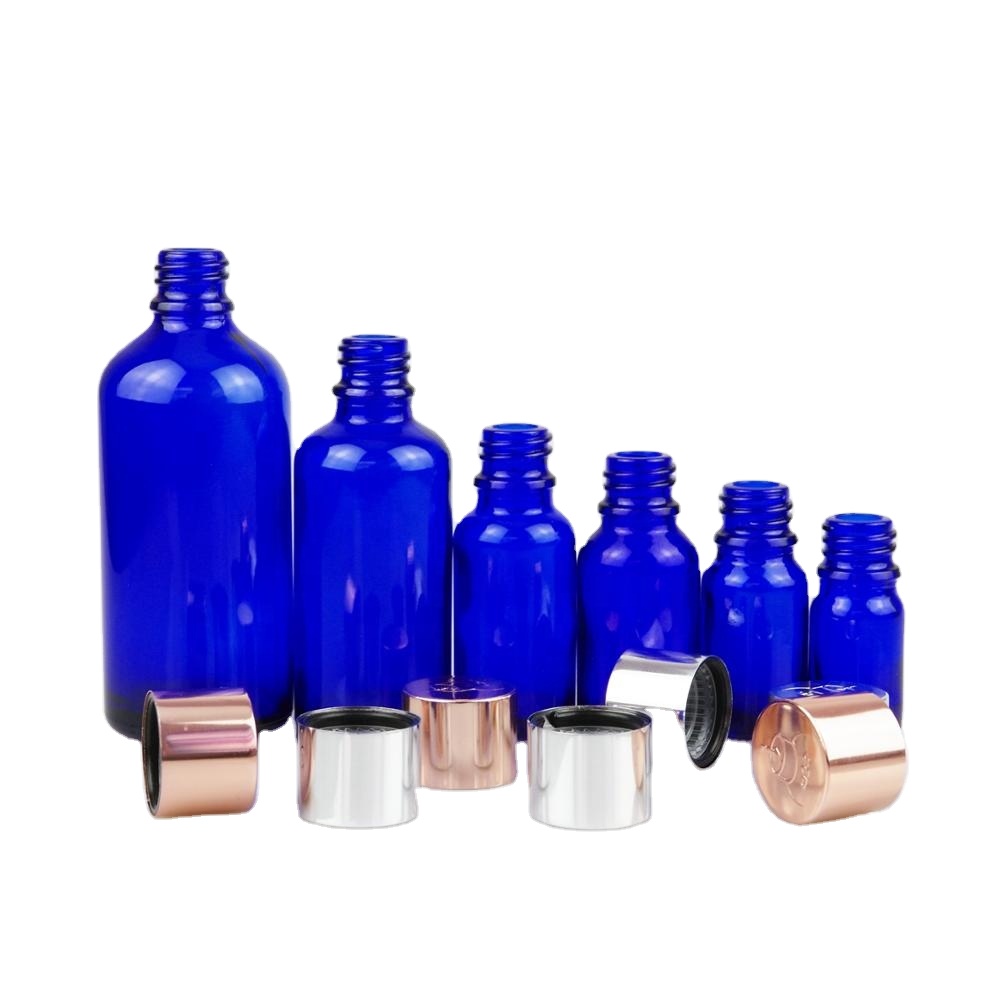 custom rose Gold smooth CRC child proof cap face oil euro dripper oil glass round bottle
