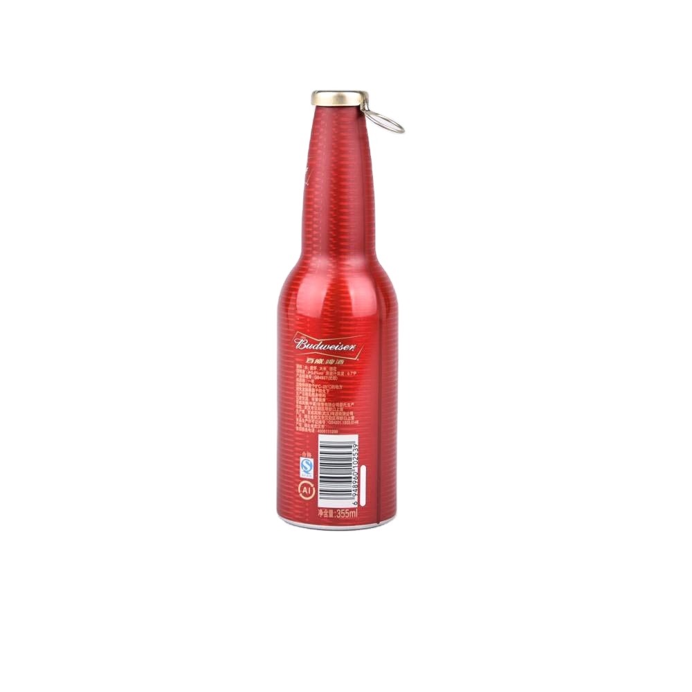 custom shape aluminum beer bottle with pull ring