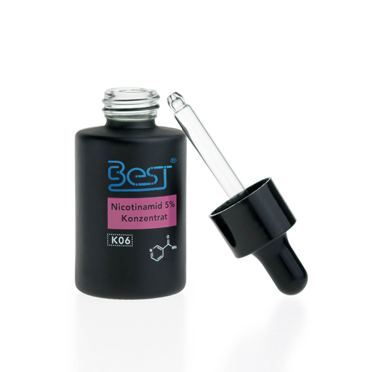 custom silk screen printing 20ml 30ml 40ml 50ml 60ml 80ml 100ml 120ml matte black serum glass bottle with dropper