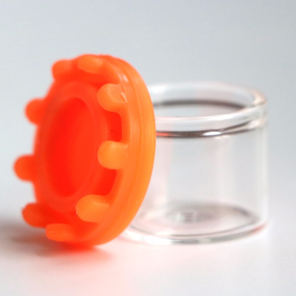 custom small clear 6ml round glass jar with silicone drippy press lid cbd oil jars packaging dab containers concentrate