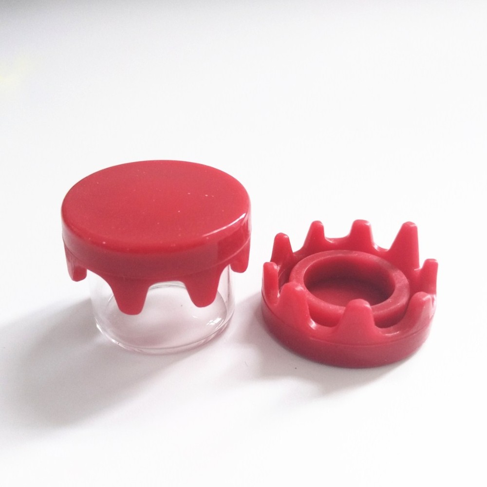 custom small clear 6ml round glass jar with silicone drippy press lid cbd oil jars packaging dab containers concentrate