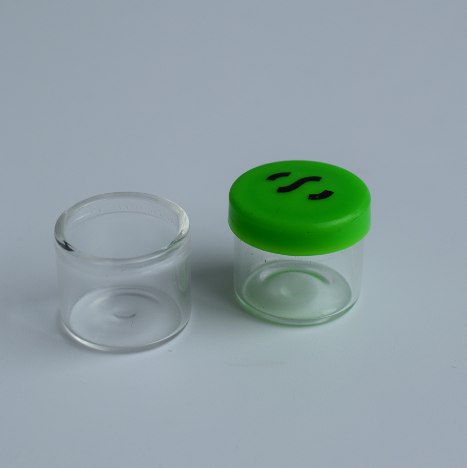 custom small clear 6ml round glass jar with silicone drippy press lid jars packaging dab containers concentrate