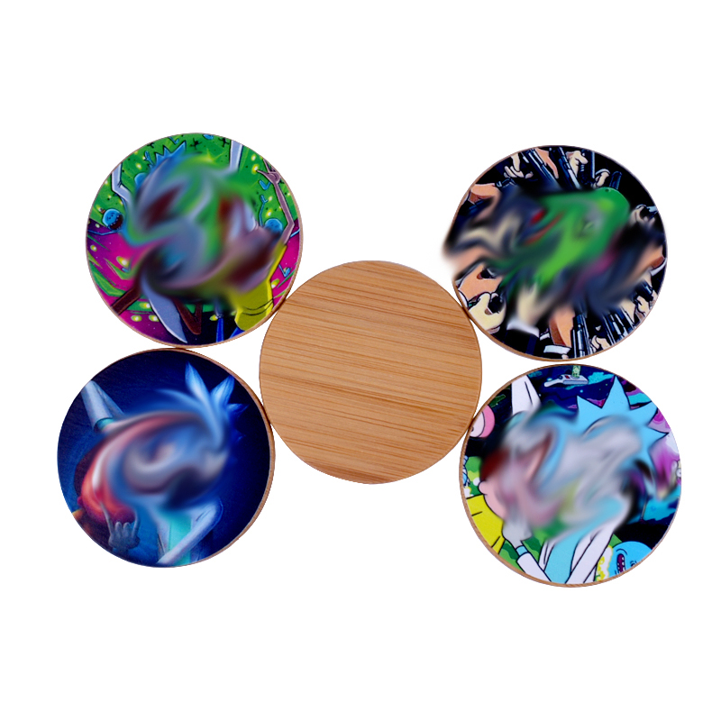 custom smell proof cartoon design frosted spice candle weed herb storage stash bamboo wooden lids glass jar