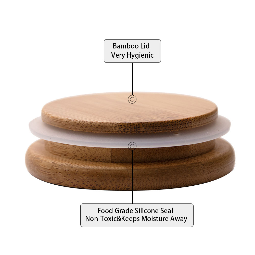 custom smell proof cartoon design frosted spice candle weed herb storage stash bamboo wooden lids glass jar