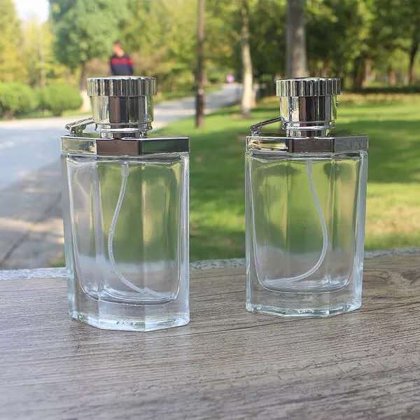 custom square empty 30ml/50ml/100ml refillable perfume bottles clear luxury glass perfume spray bottle