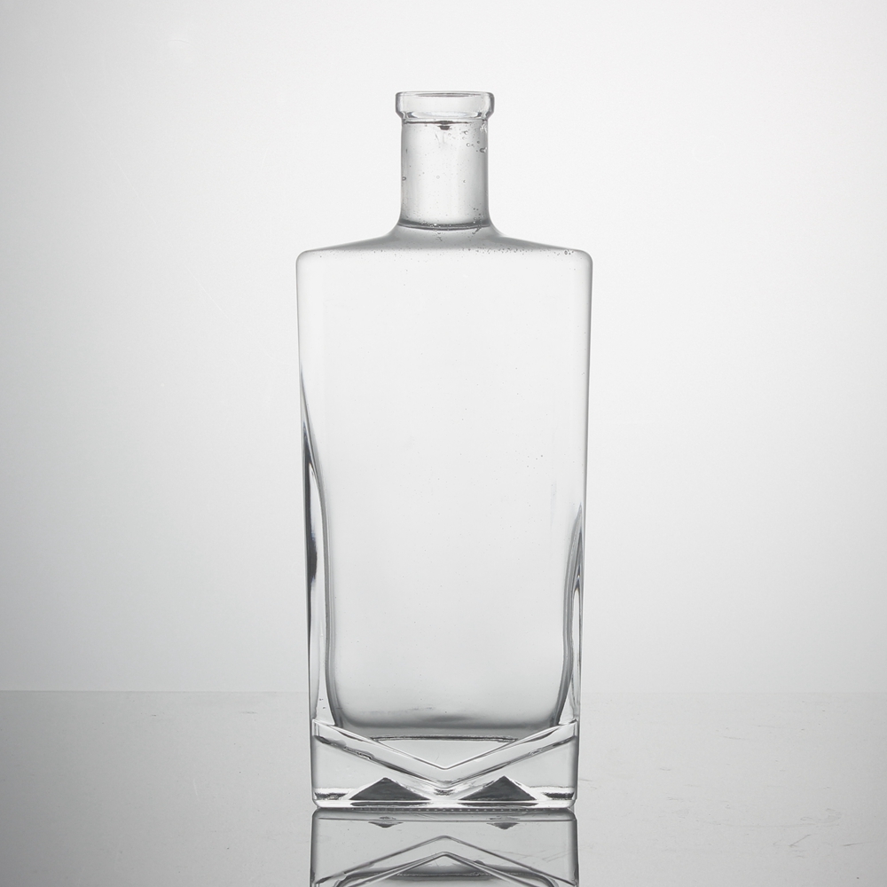 custom square super flint whiskey liquor spirit rum brandy 750ml glass bottle l with cork
