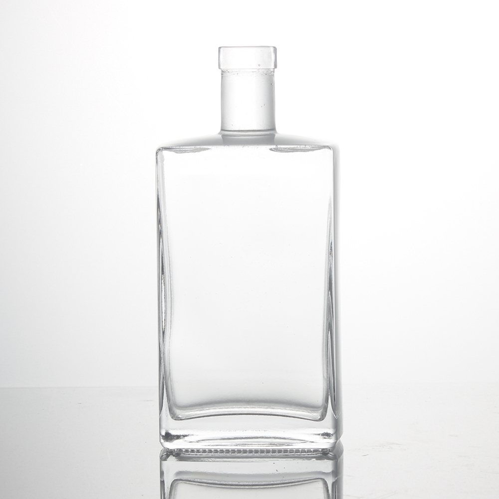 custom square super flint whiskey liquor spirit rum brandy 750ml glass bottle l with cork