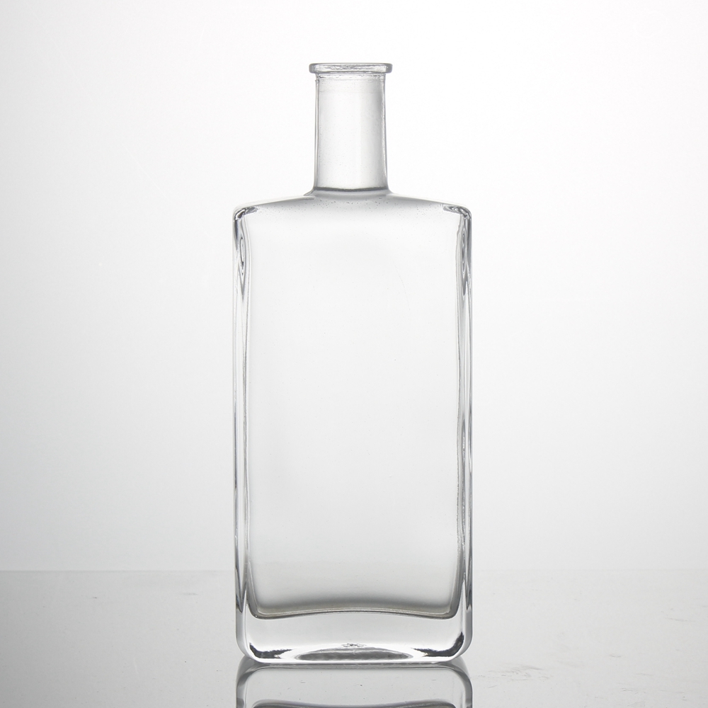 custom square super flint whiskey liquor spirit rum brandy 750ml glass bottle l with cork